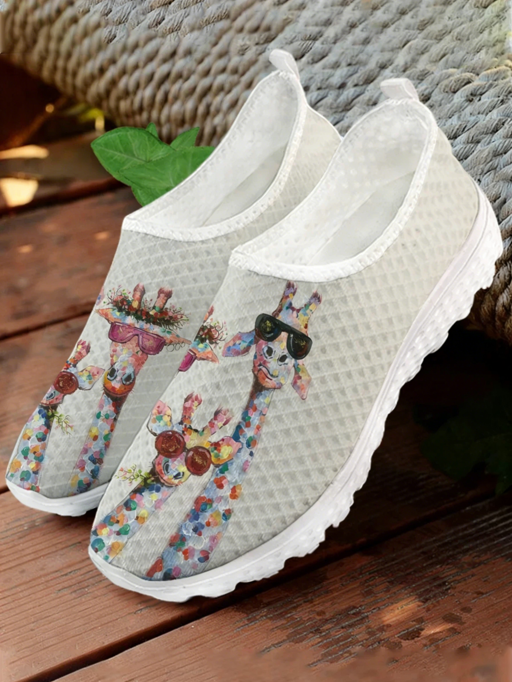 Cartoon Giraffe Print Mesh Hig - Women'S Shoes For Tennis ulasan dan harga