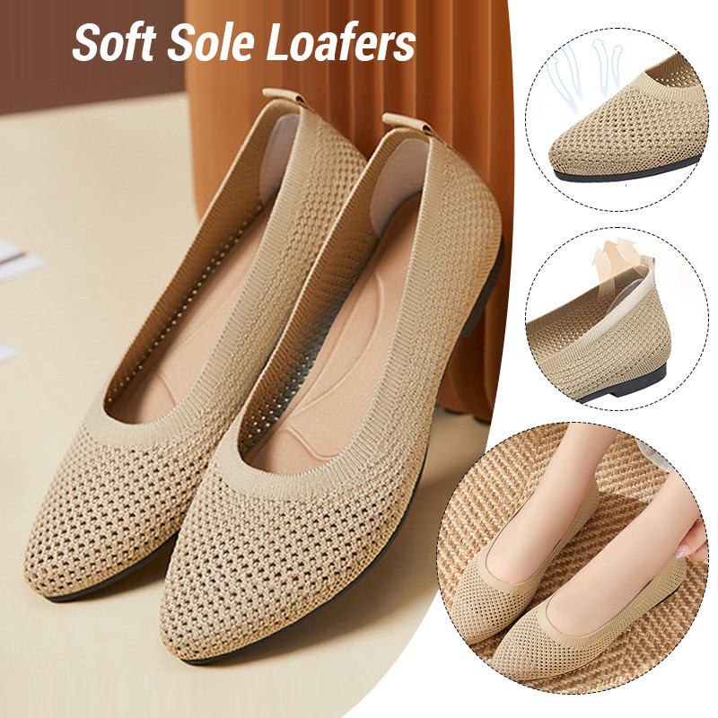 Women Flat Shoes Knitted Loafe - Loafer Flat Women ulasan dan harga