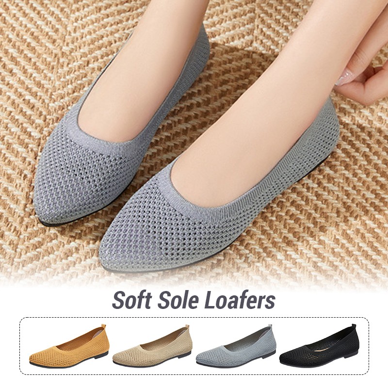 Women Flat Shoes Knitted Loafe - Loafer Flat Women ulasan dan harga