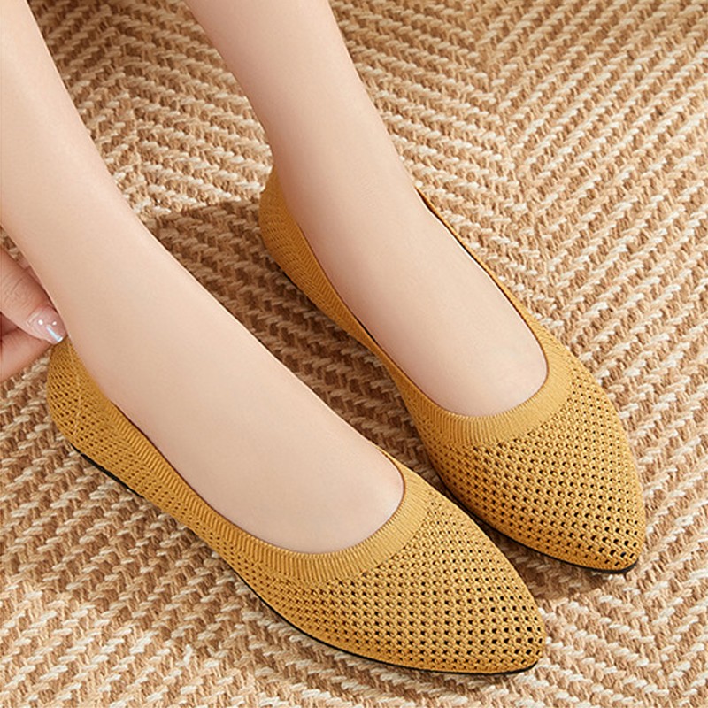 Women Flat Shoes Knitted Loafe - Loafer Flat Women ulasan dan harga