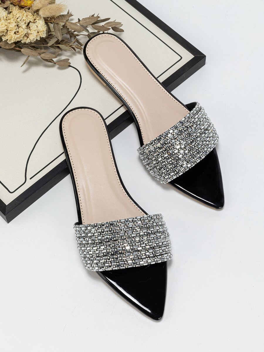 Pointed Toe Rhinestone Slip-On - Pointed Toe Flat ulasan dan harga