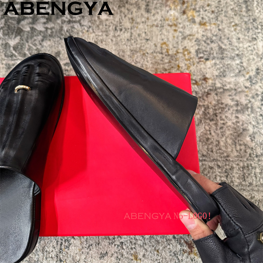 Black Real Leather Wrap Toe lo - Loafer Flat Women ulasan dan harga
