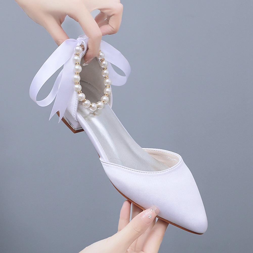 Wedding Shoes Bride Flat Heel  - Pointed Toe Flat ulasan dan harga