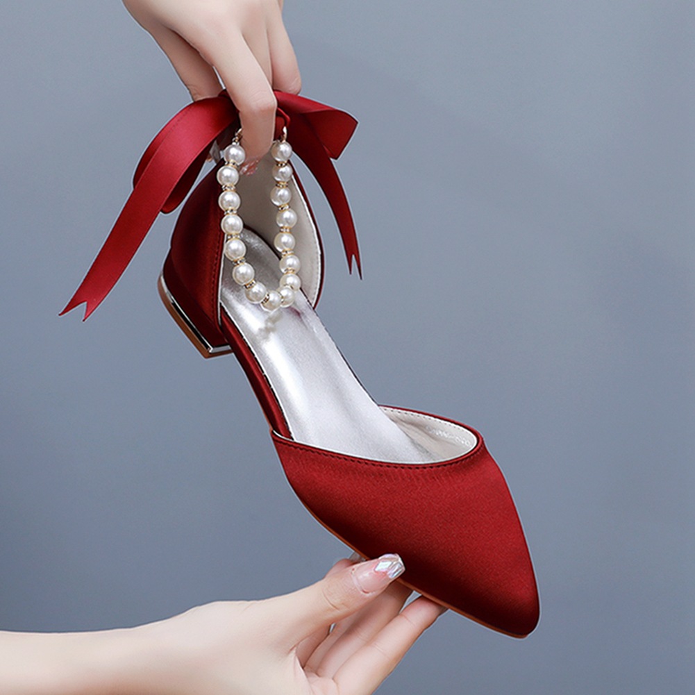 Wedding Shoes Bride Flat Heel  - Pointed Toe Flat ulasan dan harga